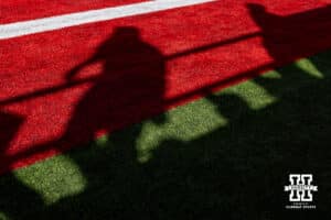 Nebraska Cornhusker fan's shadow as make there way to their seat against the Michigan State Spartans during a college football game on Saturday, October 4, 2025, in Lincoln, Nebraska. Photo by John S. Peterson.