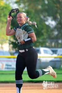 First baseman Ashley Jucht (16) runs off the field after a quick defensive inning during a High School Volleyball game, Thursday, October 2nd, 2025, Lincoln, Nebraska. Photo by Braden Cochran.