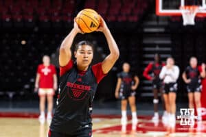 Nebraska Cornhusker Amiah Hargrove (33) looks for the pass during practice on Thursday, October 2, 2025, in Lincoln, Nebraska. Photo by John S. Peterson.
