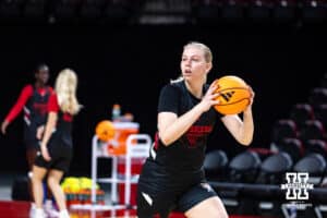 Nebraska Cornhusker Petra Bozan (4) running a passing drill during practice on Thursday, October 2, 2025, in Lincoln, Nebraska. Photo by John S. Peterson.
