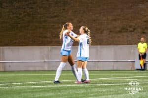 Creighton Bluejay Mallory Connealy (#24) celebrates her goal during a match against Xavier on Wednesday, October 1st, 2025 in Omaha, Nebraska. Photo by Brandon Tiedemann.