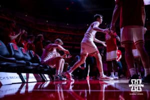 Nebraska Cornhusker forward Pryce Sandfort (21) introduced during a college basketball game against the Winthrop Eagles on Tuesday, Nov. 25, 2025, in Lincoln, Nebraska. Photo by John S. Peterson.