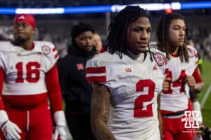 Nebraska Cornhusker wide receiver Jacory Barney Jr. (2) heads to the locker room after the loss to the Penn State Nittany Lions during a college football game on Saturday, Nov. 22, 2025, in State College, PA. Photo by John S. Peterson.