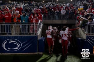 Nebraska Cornhuskers heading to the locker room after the loss to the Penn State Nittany Lions during a college football game on Saturday, Nov. 22, 2025, in State College, PA. Photo by John S. Peterson.