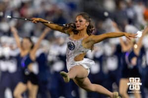 Penn State Nittany Lions twirler performing pre-game during a college football game against the Nebraska Cornhuskers on Saturday, Nov. 22, 2025, in State College, PA. Photo by John S. Peterson.