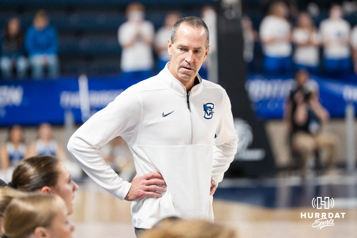 Creighton Bluejay head coach Jim Flanery looks at the bench during a basketball game against Northern Iowa on Thursday, Nov 20, 2025, in Omaha, Nebraska. Photo by Brandon Tiedemann.