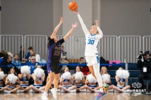 Creighton Bluejay Norah Gessert (30) steals a pass during a basketball game against Northern Iowa on Thursday, Nov 20, 2025, in Omaha, Nebraska. Photo by Brandon Tiedemann.