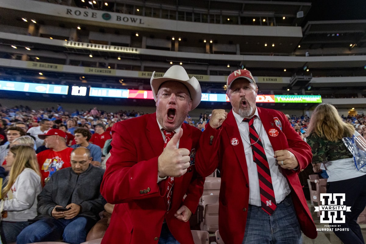 Nebraska Football at UCLA | November 8, 2025 Nebraska Cornhuskers fans fired up for the college football game against the UCLA Bruins on Saturday, November 8, 2025, in Pasadena, California. Photo by John S. Peterson.