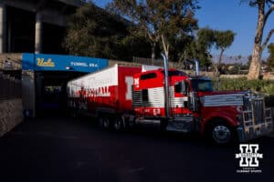 Nebraska Cornhusker equipment truck parked at the entrance of the Rose Bowl during a college football game against the UCLA Bruins on Saturday, November 8, 2025, in Pasadena, California. Photo by John S. Peterson.
