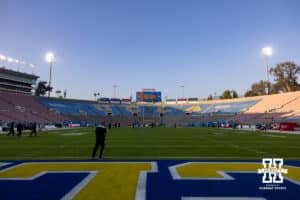 The Rose Bowl being preppared for the game between the Nebraska Cornhuskers and the UCLA Bruins during a college football game on Saturday, November 8, 2025, in Pasadena, California. Photo by John S. Peterson.