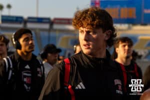 Nebraska Cornhusker punter Archie Wilson (83) checks out the stadium before taking on the UCLA Bruins during a college football game on Saturday, November 8, 2025, in Pasadena, California. Photo by John S. Peterson.