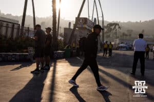 Nebraska Cornhuskers offensive coordinator Dana Holgorsen arrives at the The Rose Bowl for the college football game between the Nebraska Cornhuskers and the UCLA Bruins on Saturday, November 8, 2025, in Pasadena, California. Photo by John S. Peterson.