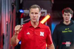 Nebraska Cornhusker head coach Fred Hoiberg walks onto the court during a basketball game against Florida International University on Saturday, November 8, 2025, in Lincoln, Nebraska. Photo by Brandon Tiedemann.