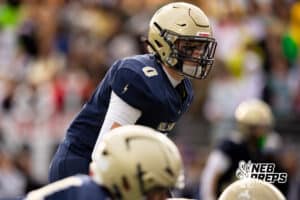 Elkhorn South linebacker Griffin McDonald (0) waits for the snap during a high school football game, Friday, October 31, 2025, Omaha, Nebraska. Photo by Braden Cochran.