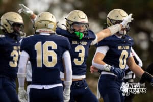 Elkhorn South defensive back Bennet Gillman (3) celebrates after a broken-up pass during a high school football game, Friday, October 31, 2025, Omaha, Nebraska. Photo by Braden Cochran.