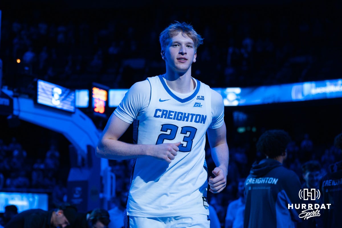 Creighton Bluejay Jackson McAndrew (#23) gets introduced during a basketball game against South Dakota on Wednesday, November 5, 2025, in Omaha, Nebraska. Photo by Brandon Tiedemann.
