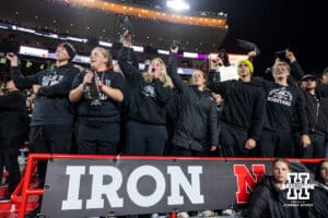 Nebraska Cornhusker fans waving black towels during the college football game between the Nebraska Cornhuskers and the Southern California Trojans on Saturday, November 1, 2025, in Lincoln, Nebraska. Photo by John S. Peterson.