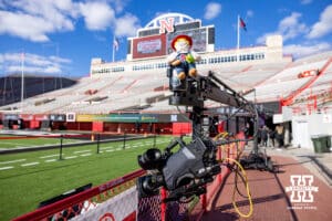 Stuffed Herbie on the TV camera boom before the college football game against the Southern California Trojans on Saturday, November 1, 2025, in Lincoln, Nebraska. Photo by John S. Peterson.