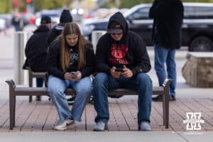 Nebraska Cornhusker fan hanging out before the college football game against the Southern California Trojans on Saturday, November 1, 2025, in Lincoln, Nebraska. Photo by John S. Peterson.