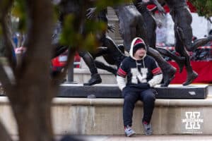 Nebraska Cornhusker fan hanging out before the college football game against the Southern California Trojans on Saturday, November 1, 2025, in Lincoln, Nebraska. Photo by John S. Peterson.