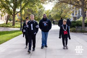 Nebraska Cornhusker making it to their first Husker football game before the college football game against the Southern California Trojans on Saturday, November 1, 2025, in Lincoln, Nebraska. Photo by John S. Peterson.