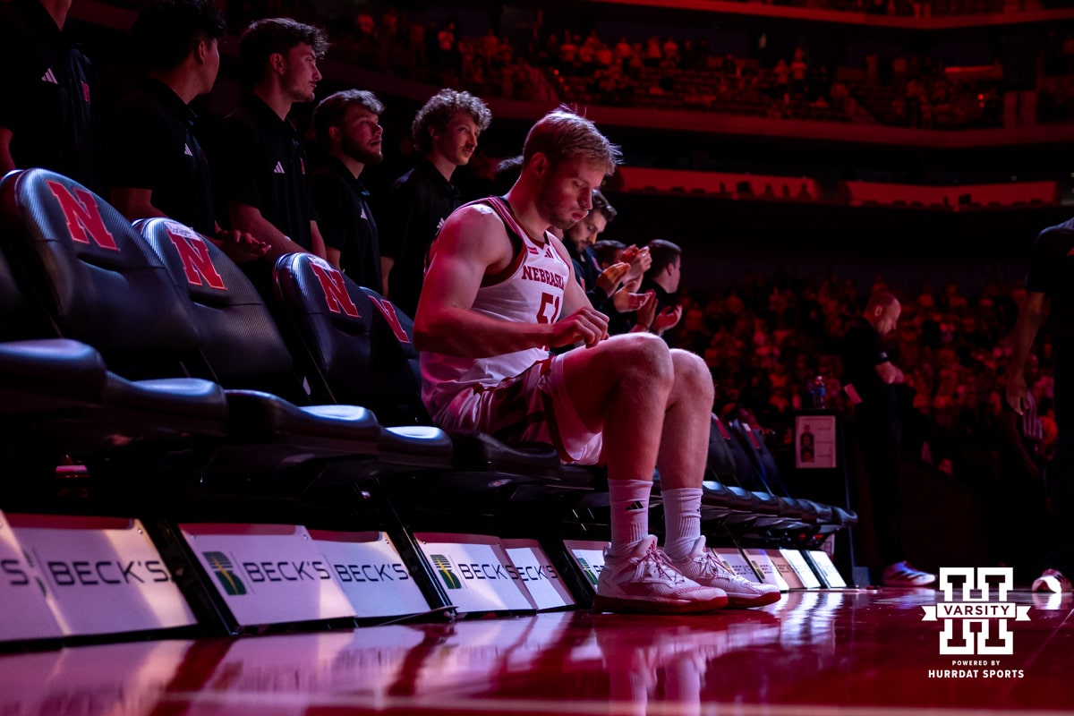 Nebraska Men’s Basketball v West Georgia | November 3, 2025 Nebraska Cornhusker forward Rienk Mast (51) last one for introductions during a college men’s basketball game against the West Georgia Wolves on Monday, November 3, 2025, in Lincoln, Nebraska. Photo by John S. Peterson.