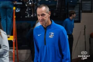 Creighton Bluejay head coach Jim Flanery walks onto the court before a basketball game against South Dakota State on Monday, November 3, 2025, in Omaha, Nebraska. Photo by Brandon Tiedemann.