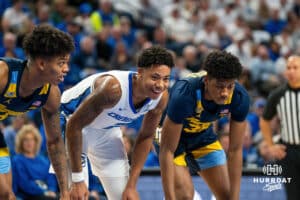 Creighton's Blake Harper smiles during a free throw. Creighton men's basketball hosts Marquette at CHI Health Center on Saturday, Dec 20, 2025, in Omaha, Nebraska. Photo by Kyle Byers.