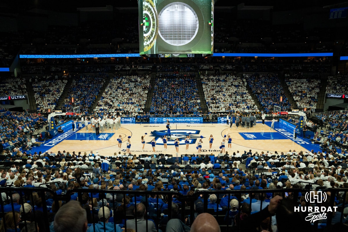 CHI Health Center during a stripe out. Creighton men's basketball hosts Marquette at CHI Health Center on Saturday, Dec 20, 2025, in Omaha, Nebraska. Photo by Kyle Byers.