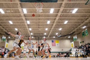 Gretna East denfenders watch for the rebounds during a high school basketball game Thursday, December 11, 2025, in Lincoln, Nebraska. Photo by Braden Cochran.