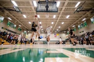A Gretna East player makes a layup to the basket during a high school basketball game Thursday, December 11, 2025, in Lincoln, Nebraska. Photo by Braden Cochran.