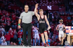 Nebraska Cornhusker Jacob Van Dee defeats North Carolina Tar Heel Ethan Oakley during a college wrestling duel at 133 on Friday, Dec 19, 2025, in Lincoln, Nebraska.