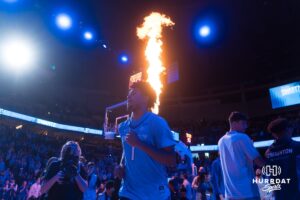 Creighton Bluejay Austin Swartz (1) gets introduced during a basketball game against Kansas State on Saturday, Dec 13, 2025, in Omaha, Nebraska. Photo by Brandon Tiedemann.