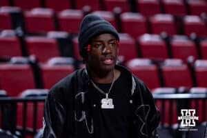 Nebraska Cornhuskers running back Emmett Johnson hanging out after the the win over the Wisconsin Badgers during a college men’s basketball game on Wednesday, Dec. 10, 2025, in Lincoln, Nebraska. Photo by John S. Peterson.