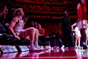 Nebraska Cornhusker forward Rienk Mast (51) takes a moment before walking out for his introduction during a college basketball game against the Creighton Bluejays on Sunday, Dec. 7, 2025, in Lincoln, Nebraska. Photo by John S. Peterson.