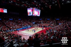 Packed crowd at the match between the Nebraska Cornhuskers and the LIU Sharks during the first round of the NCAA volleyball tournament on Friday, Dec. 5, 2025, in Lincoln, Nebraska. Photo by John S. Peterson.