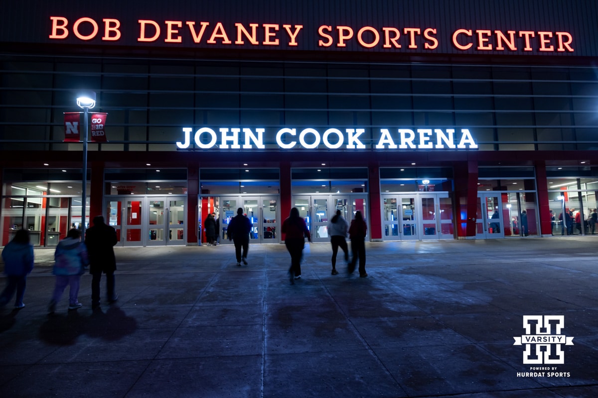 Nebraska Cornhusker fans make their way to the Bob Devaney Sports Center to watch the Huskers take on the LIU Sharks during the first round of NCAA volleyball tournament on Friday, Dec. 5, 2025, in Lincoln, Nebraska. Photo by John S. Peterson.