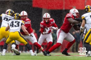 Nebraska Cornhusker running back Isaiah Mozee (22) runs with the ball against the Iowa Hawkeyes during a college football game on Friday, Nov. 28, 2025, in Lincoln, Nebraska. Photo by John S. Peterson.