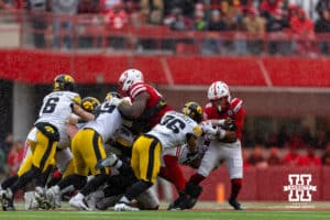 Nebraska Cornhusker running back Rowdy Bauer (36) runs with the ball against the Iowa Hawkeyes during a college football game on Friday, Nov. 28, 2025, in Lincoln, Nebraska. Photo by John S. Peterson.
