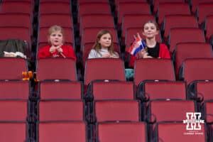 Nebraska Cornhuskers fans arrive early to watch the Huskers warm-up for Bradley Braves during a college basketball game on Wednesday, Dec. 3, 2025, in Lincoln, Nebraska. Photo by John S. Peterson.