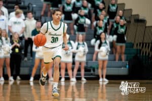 Lincoln Southwest guard Dakari Wilson (30) dribbles down the court with the ball against Lincoln Southeast during a high school basketball game, Thursday, Jan. 29, 2026, Lincoln, Nebraska. Photo by Braden Cochran.
