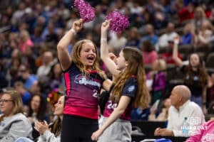Omaha Supernovas fans celebrates a kill against the San Diego Mojo in the fourth set during a professional volleyball match Friday, Jan. 30, 2026, in Omaha, Nebraska. Photo by John S. Peterson.
