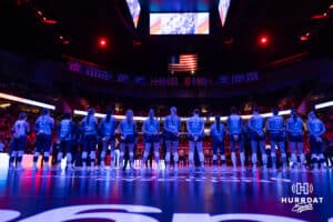The National Anthem was performed before the Supernovas during a professional volleyball match on Friday, Jan. 30, 2026, in Omaha, Nebraska. Photo by John S. Peterson.