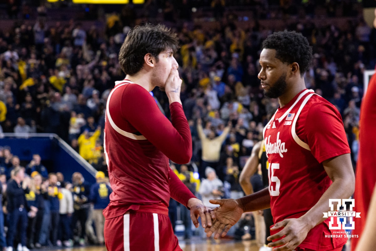 Nebraska Cornhusker forward Berke Büyüktuncel (9) reacts to the loss to the Michigan Wolverines during a college men’s basketball game Tuesday, Jan. 27, 2026, in Ann Arbor, Michigan. Photo by John S. Peterson.