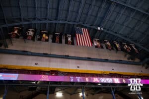 Minnesota Golden Gopher retired numbers hang in Williams Arena. Nebraska Cornhuskers take on the Minnesota Golden Gophers during a college men’s basketball game on Saturday, Jan. 24, 2026, in Minneapolis, Minnesota. Photo by John S. Peterson.