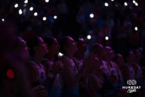 Omaha Supernovas lined up for introductions before taking the Orlando Valkyries during a professional volleyball match on Sunday, Jan. 18, 2026, in Omaha, Nebraska. Photo by Jackson Luethje.
