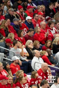 Nebraska Cornhusker fans watch the the first half of a college basketball game against the Northwestern Wildcats on Saturday, Jan. 17, 2026, in Evanston, Illinois. Photo by Kayla Wolf.