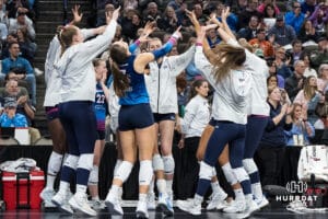 Omaha Supernovas bench cheers during a major league volleyball match against the Atlanta Vibe on Jan 16, 2026, in Omaha, Nebraska. Photo by Brandon Tiedemann