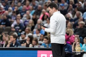 Omaha Supernovas head coach Luka Slabe stares during a major league volleyball match against the Atlanta Vibe on Jan 16, 2026, in Omaha, Nebraska. Photo by Brandon Tiedemann