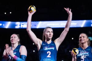 Omaha Supernovas Sydney Hilley (2) gets introduced before a major league volleyball match against the Atlanta Vibe on Jan 16, 2026, in Omaha, Nebraska. Photo by Brandon Tiedemann